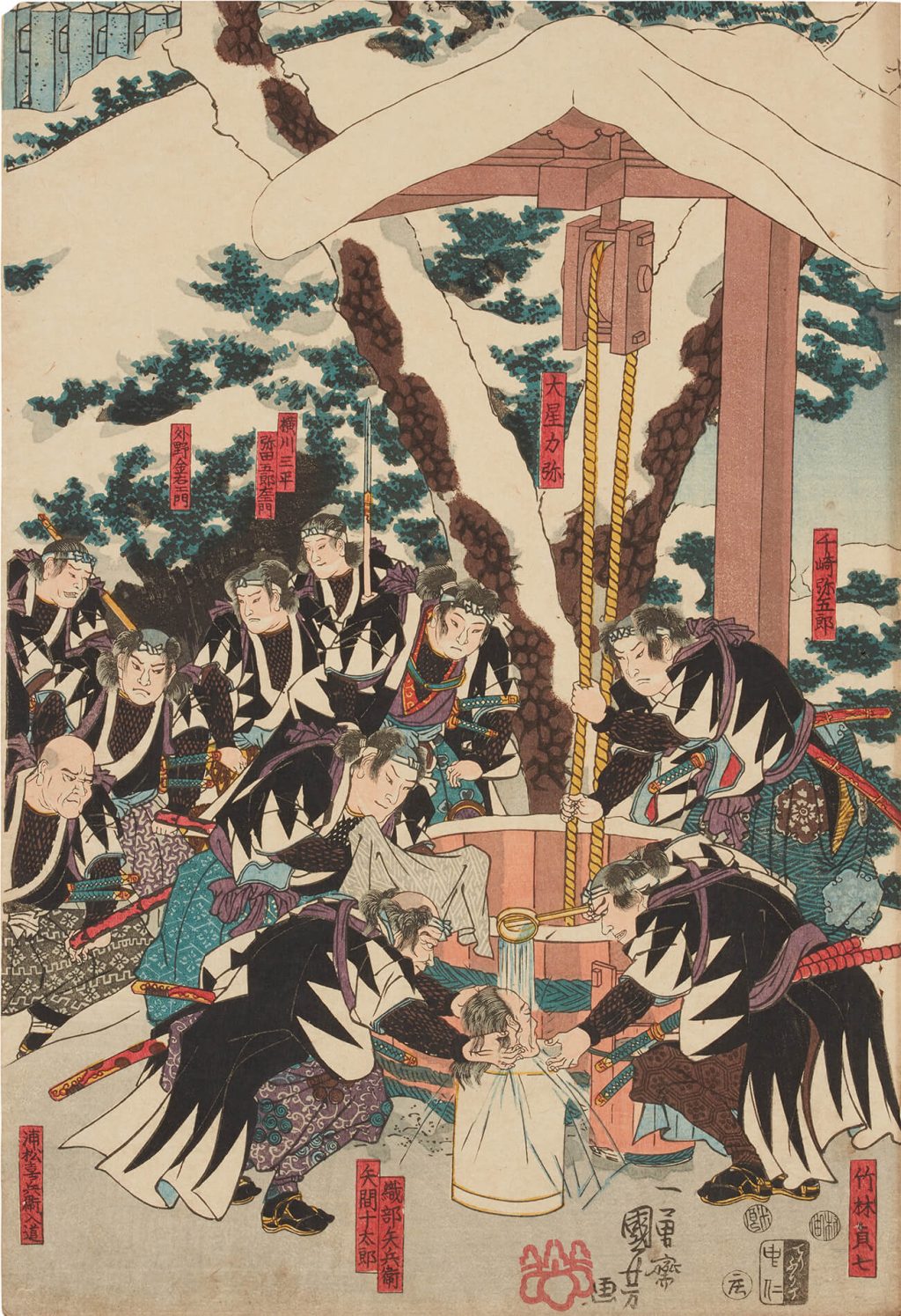 義徒等本望を遂墓前へ手向けの圖