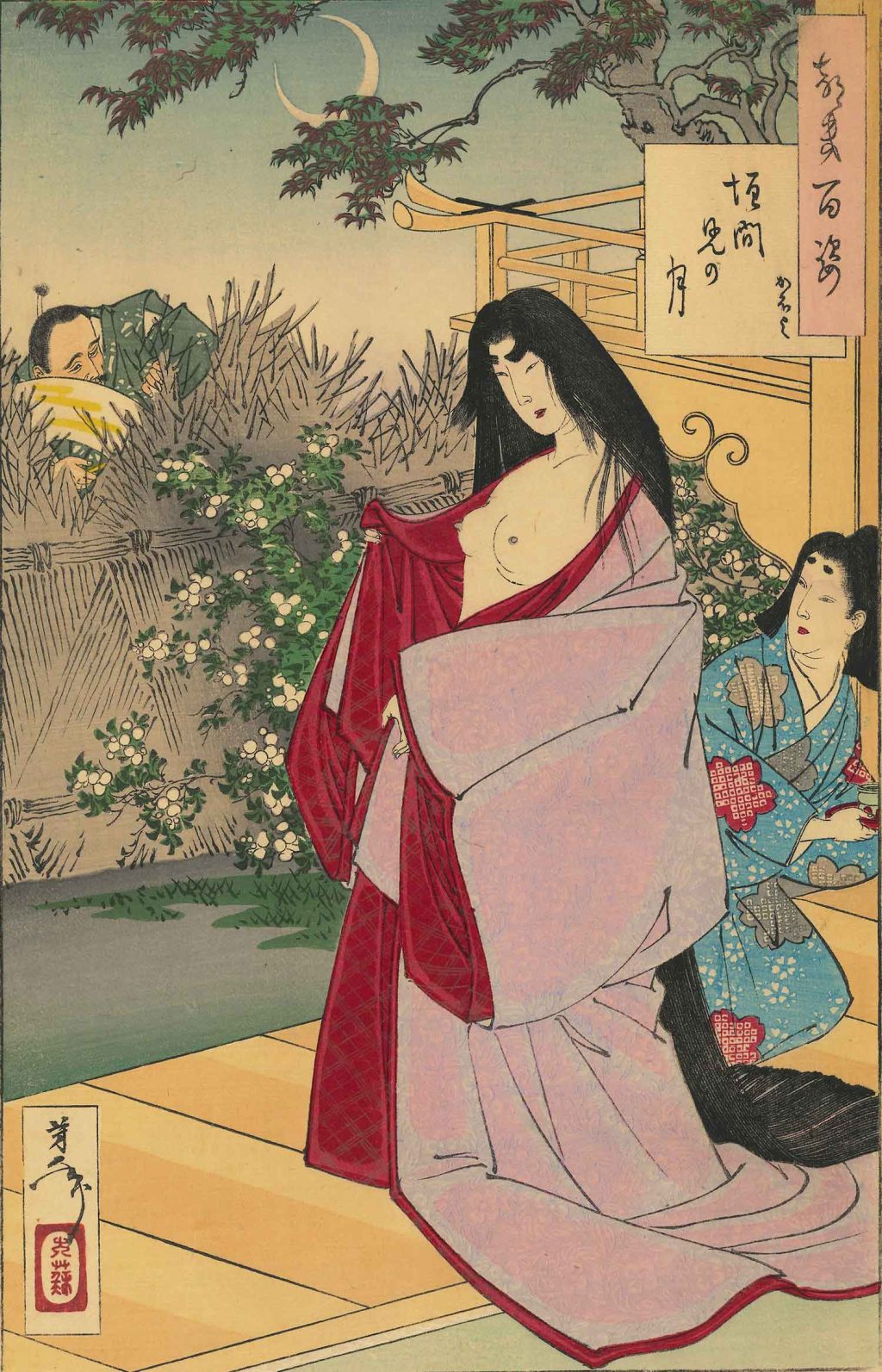 月百姿 垣間見の月 かほよ