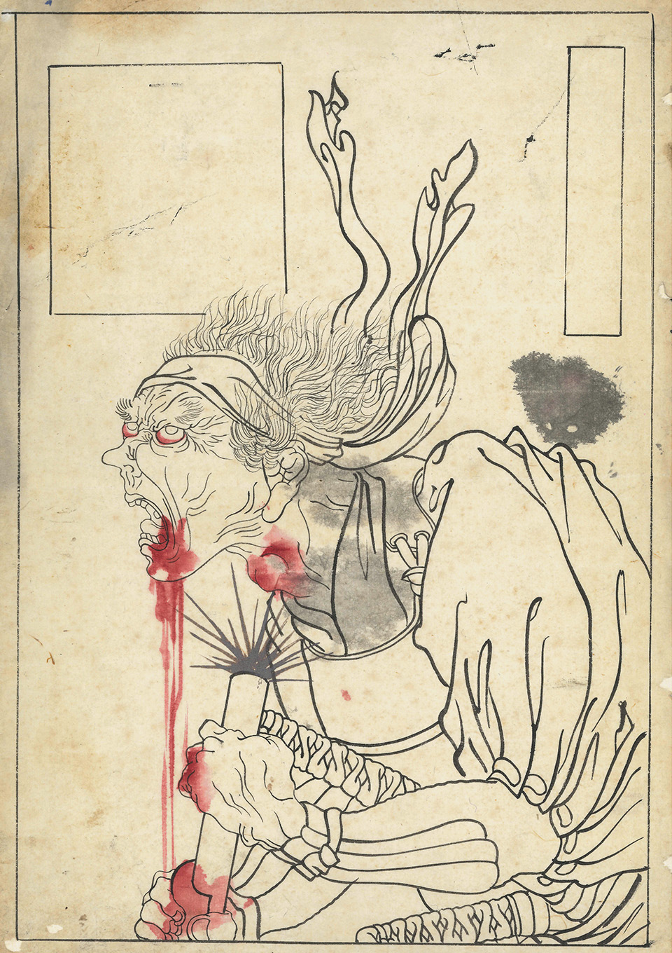 月岡芳年 下絵「魁題百撰相 鳥井彦右エ門元忠」